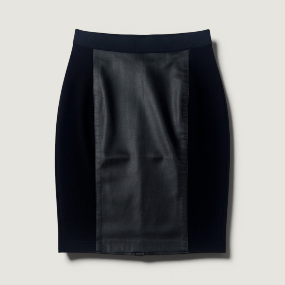 Weekend Max Mara Skirt Women 4 Black Excellent Leather Front Zip Slit Pencil